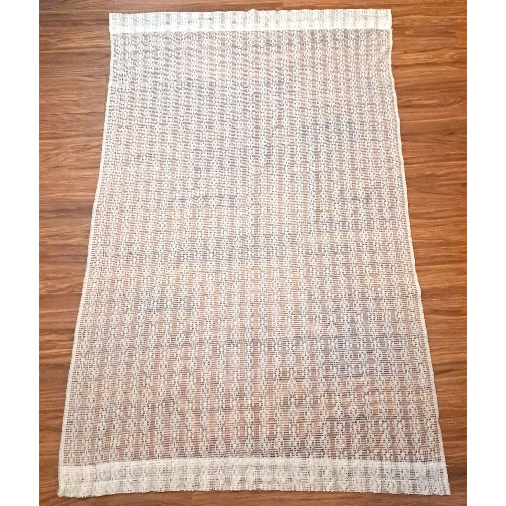 White Knit Curtain Panel Floral Vintage Country Farmhouse Cottage 75x38 Sheer